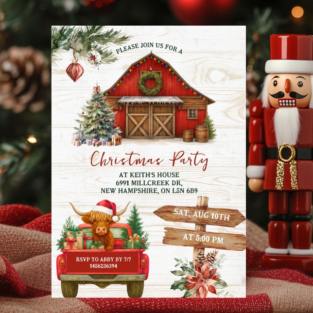 Invitation Winter Rustic Highland Cow Country Holiday Party (Créateur téléchargé)