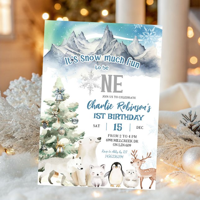 Invitation Winter Snow Much Fun To Be One Boy First Birthday (Créateur téléchargé)
