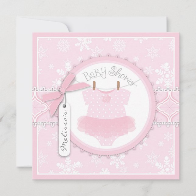 Invitation Winter Tutu and Snowflake Imprimer Baby shower (Devant)