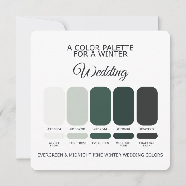 Invitation Winter Wedding Color Palette 2026 Card (Devant)
