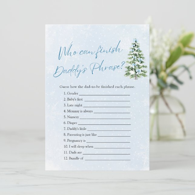 Invitation Winter Who Can Finish Daddy 's Phrase Baby Shower (Debout devant)