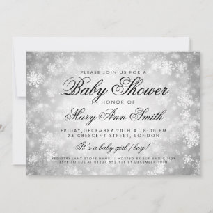 Invitation Winter Wonderland Baby shower Argent