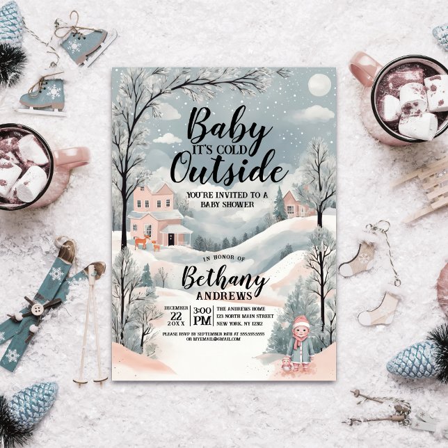 Invitation Winter Wonderland Baby shower : Il fait froid deho (Créateur téléchargé)