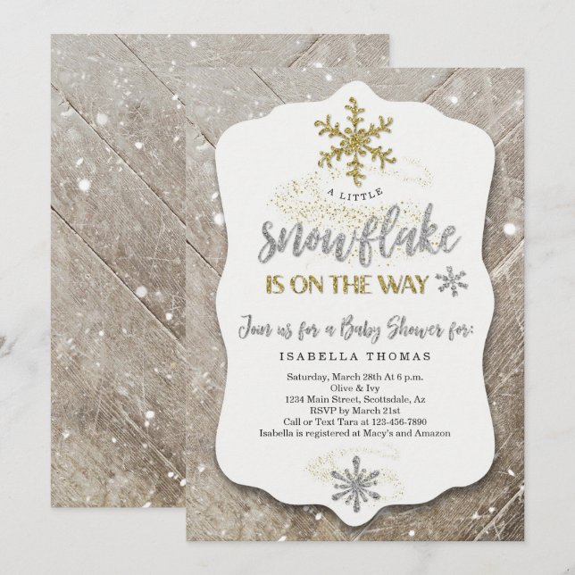 Invitation Winter Wonderland Baby shower neutre pour les femm (Devant / Derrière)