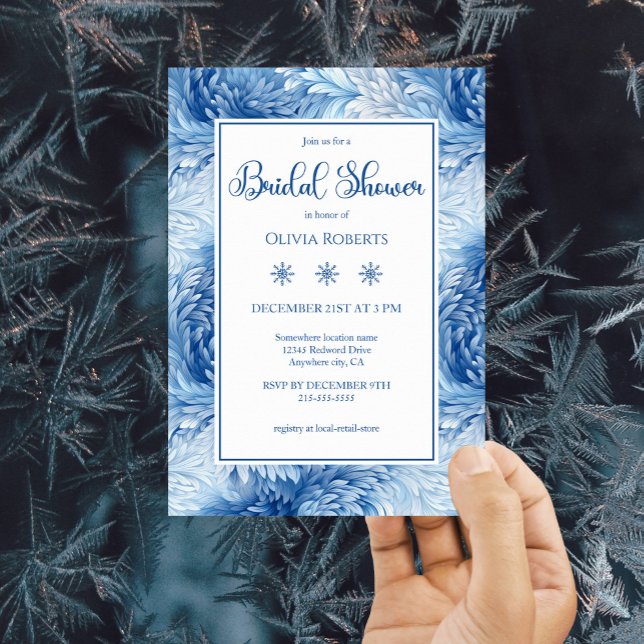 Invitation Winter Wonderland Blue Snowflakes Fête des mariées (Créateur téléchargé)
