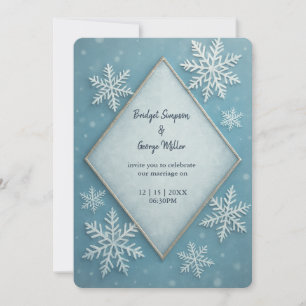 Invitation Winter Wonderland Blue Snowy Romantique mariage