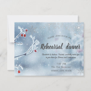 Invitation Winter Wonderland Branches Dîner de répétition ble