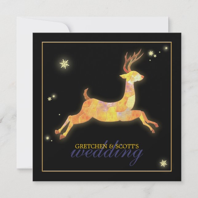 Invitation Winter Wonderland Caribou Mariage (Devant)