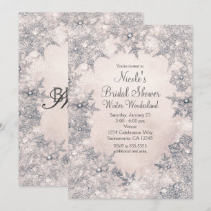 Invitation Winter Wonderland Crème Blanc Élégant Snowflakes