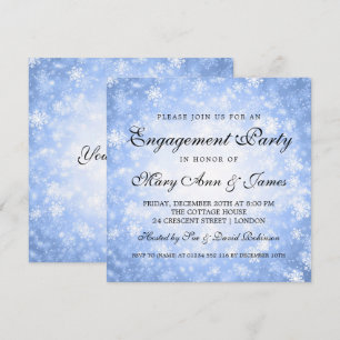 Invitation Winter Wonderland Elegance Party Blue