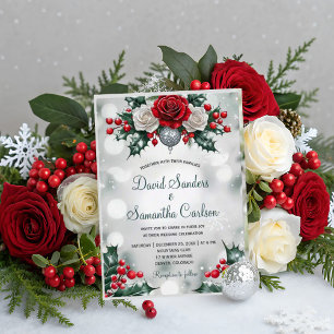 Invitation Winter Wonderland Élégant Mariage des feux de forê