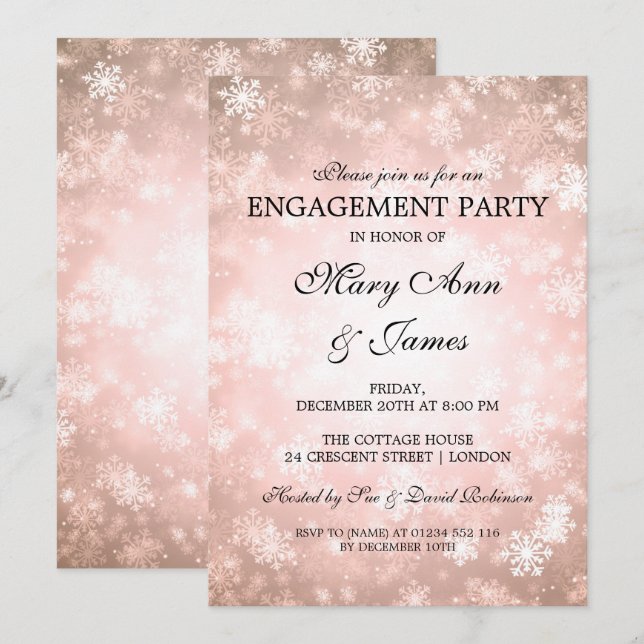 Invitation Winter Wonderland Élégante Partie d'engagement Cui (Devant / Derrière)