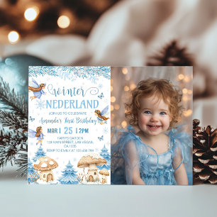 Invitation Winter Wonderland Fairy 1er Anniversaire Photo