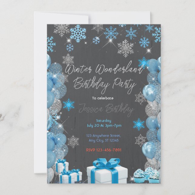 Invitation Winter Wonderland Fête d'anniversaire (Devant)