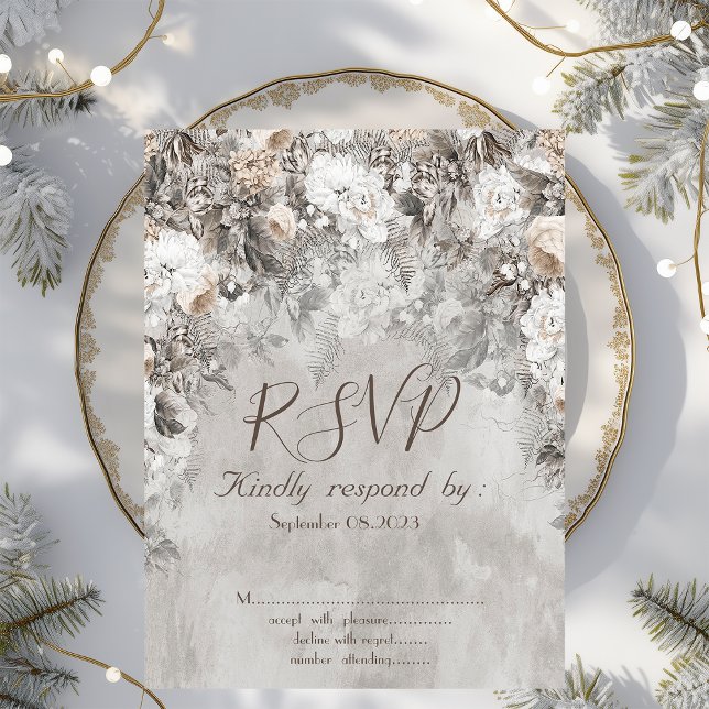 Invitation Winter Wonderland Flowers Forêt RSVP (Créateur téléchargé)