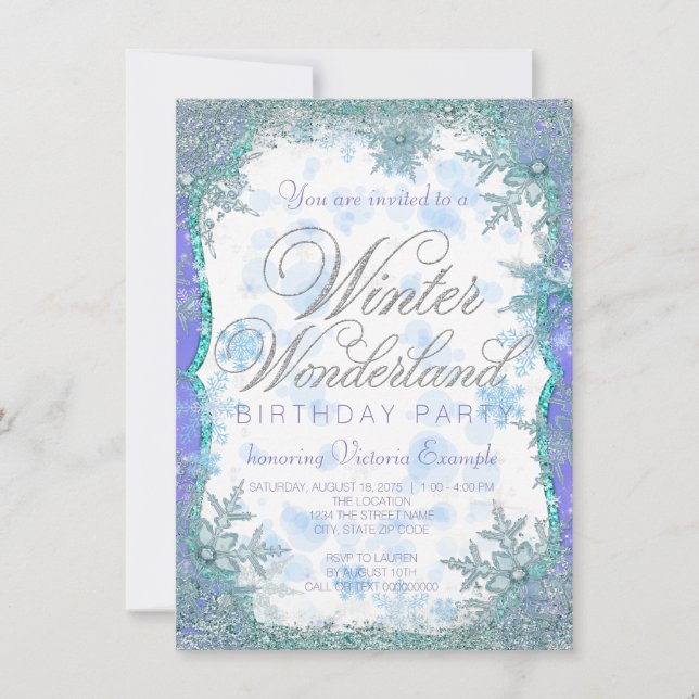 Invitation Winter Wonderland Froid fête d'anniversaire (Devant)