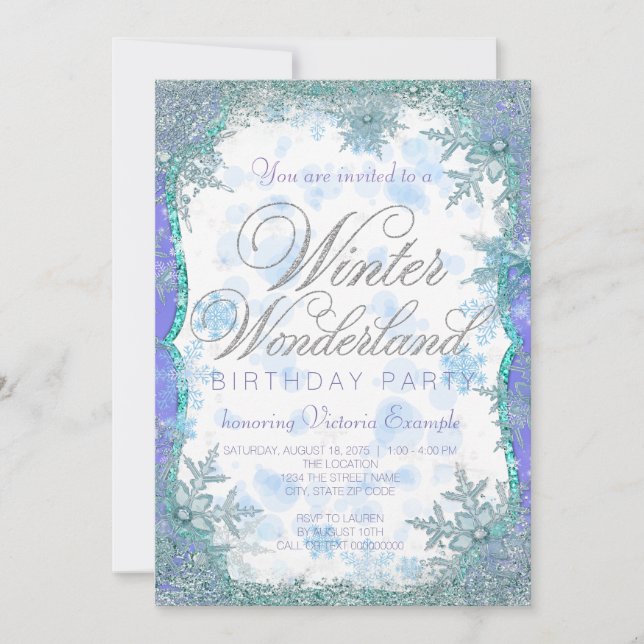 Invitation Winter Wonderland Froid fête d'anniversaire (Devant)