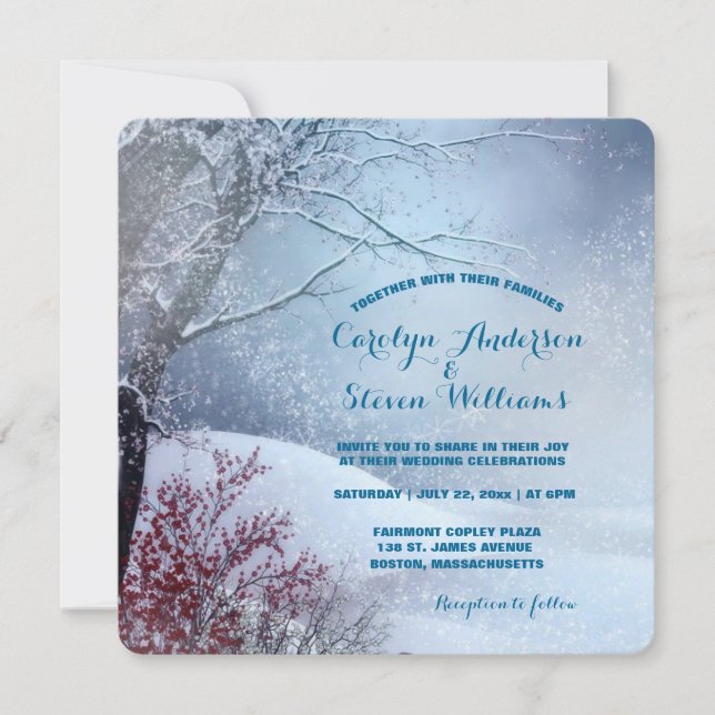 Invitation Winter Wonderland Mariage (Devant)