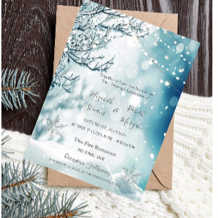 Invitation Winter Wonderland, Mariage String Lights