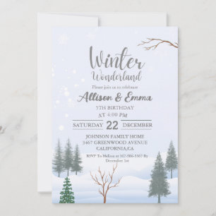 Invitation Winter Wonderland Noël Anniversaire Twin Party