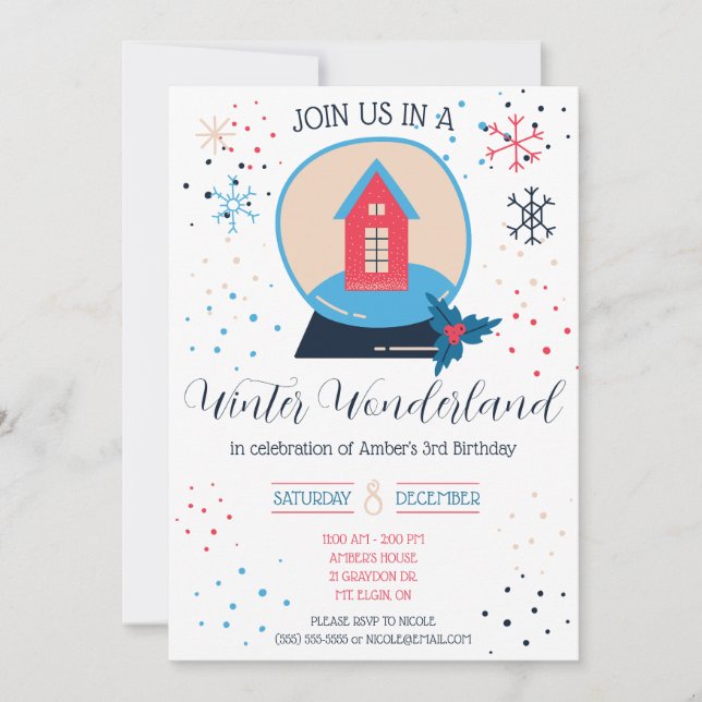 Invitation Winter Wonderland, ONE derland Anniversaire Party (Devant)