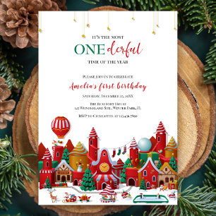 Invitation Winter Wonderland Onederland Noël 1er anniversaire