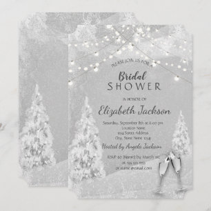 Invitation Winter Wonderland, Pine Tree Grey Fête des mariées
