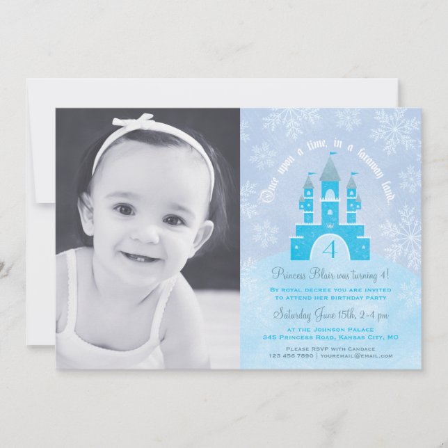 Invitation Winter Wonderland Princess Party (Devant)