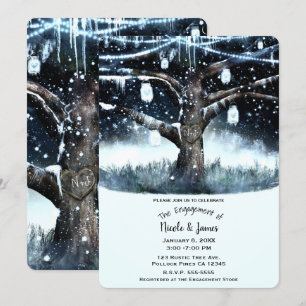 Invitation Winter Wonderland Rustic Tree Lights Fiançailles