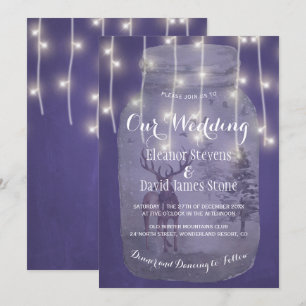 Invitation Winter Wonderland Rustique Mason Jar Lumières Mari