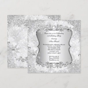 Invitation Winter Wonderland Silver Snowflake Anniversaire
