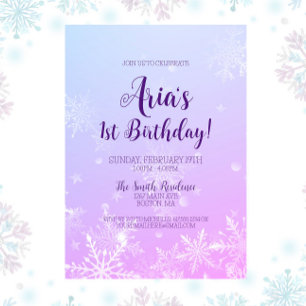Invitation Winter Wonderland Snowflake 1er anniversaire