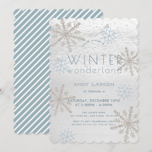 Invitation Winter Wonderland Snowflake Blue Anniversaire