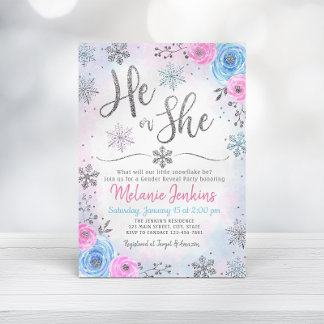 Invitation Winter Wonderland Snowflake Sexe Révéler Invitatio
