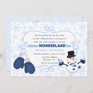 Invitation Winter Wonderland Snowman Anniversaire