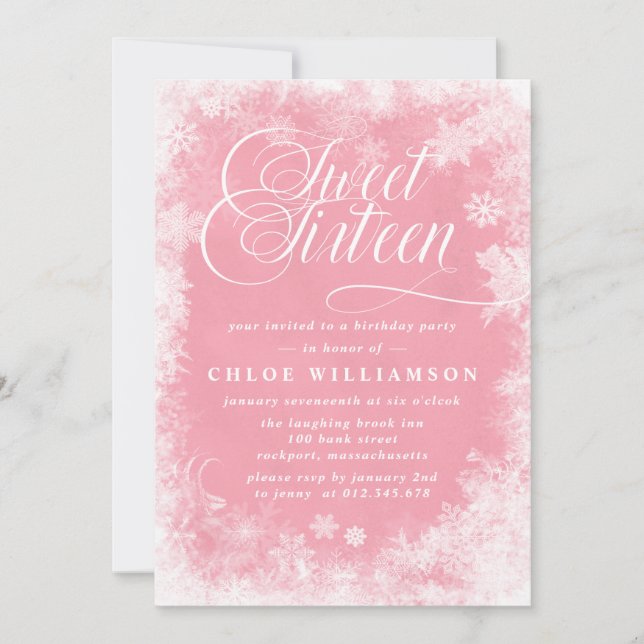 Invitation Winter Wonderland Sweet sixteen Party (Devant)