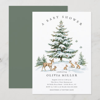 Invitation Winter Woodland Deer Baby Shower