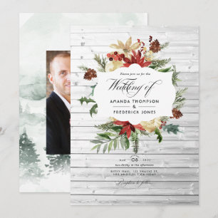 Invitation Winter Woodland Noël Rustique Mariage Photo