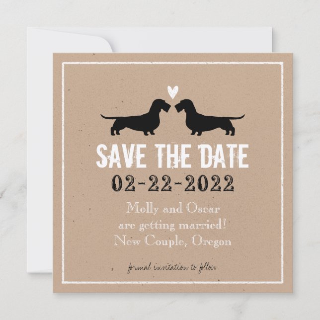 Invitation Wire Haired Dachshunds Mariage Enregistrer la date (Devant)