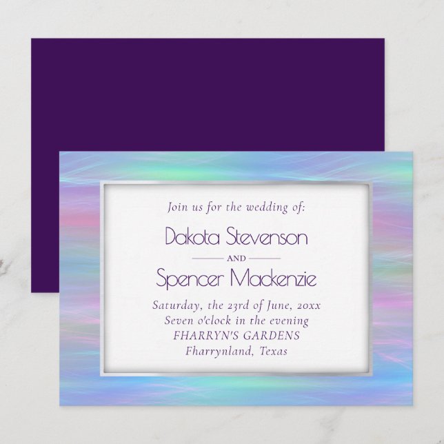 Invitation Wisps Whimsical | Holo Fairy Pastel Rainbow Ombre (Devant / Derrière)