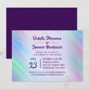 Invitation Wisps Whimsical Holo Fairy Pastel Rainbow Ombre