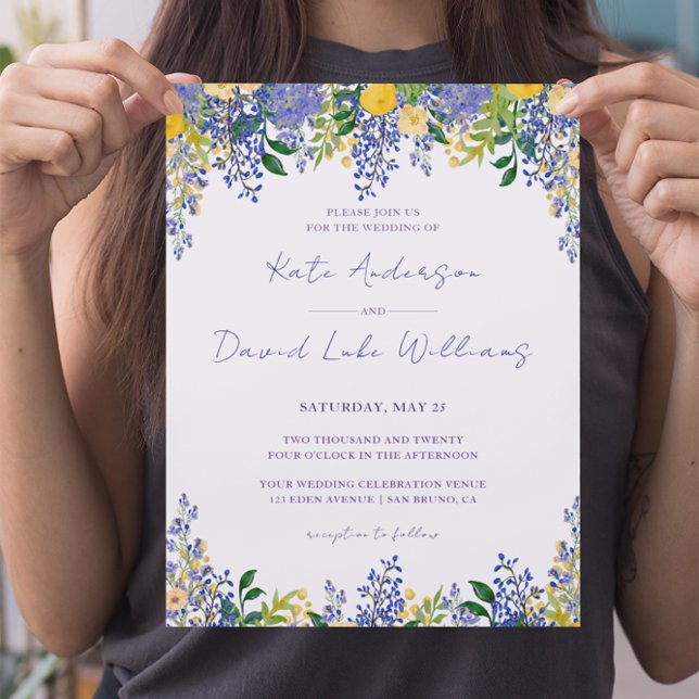 Invitation Wisteria Aquarelle Lavande Bleu Floral Mariage (Créateur téléchargé)