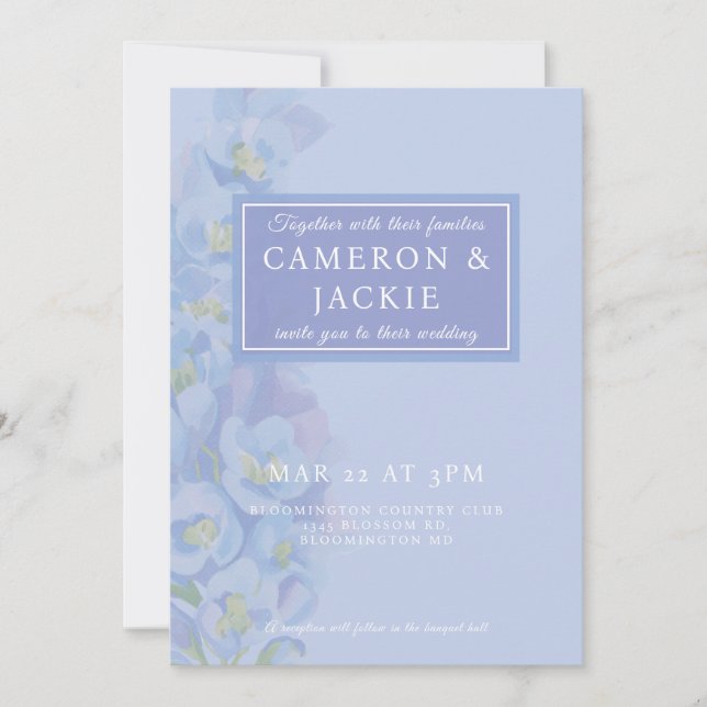 Invitation Wisteria Blue Tone Wedding  (Devant)