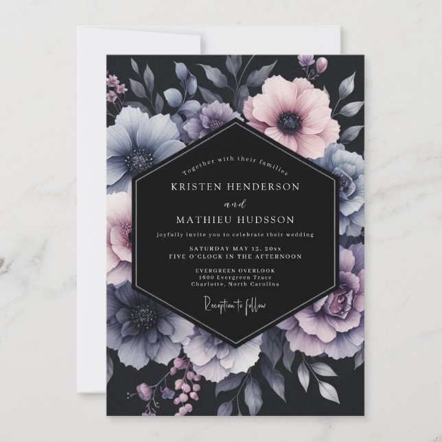 Invitation Wisteria Chiaroscuro Floral Wedding (Devant)