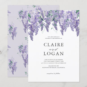 Invitation Wisteria Dusty Purple Mariage d'aquarelle