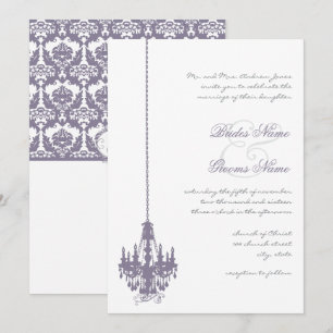 Invitation Wisteria Purple Vintage Lustre Mariage damassé