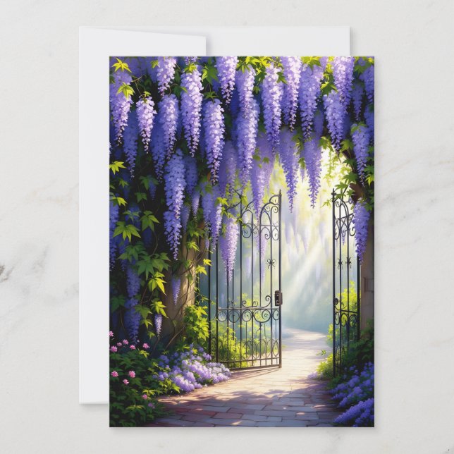 Invitation Wisteria vine on nostalgic, victorian garden gate  (Devant)
