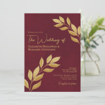 Wistful Leaves Elegant Burgundy & Gold Wedding