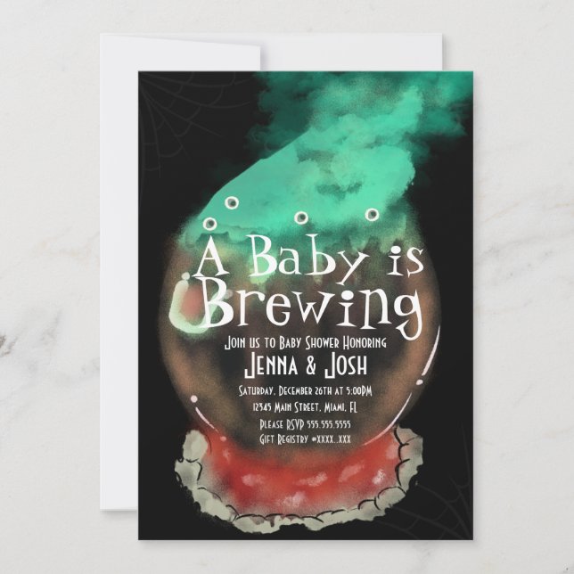 Invitation Witch Cauldron Éffrayant Fog Baby shower Invitatio (Devant)