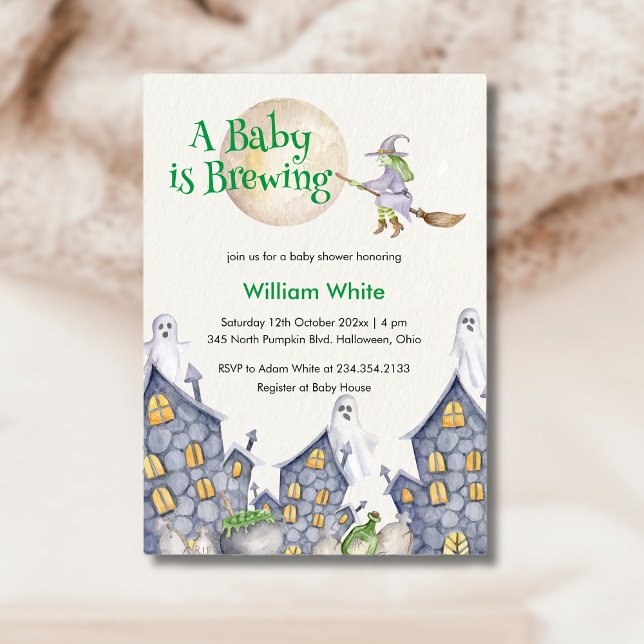 Invitation Witch House Cauldron Baby brasse une douche (Witch House Cauldron Baby is Brewing Shower Invitation)